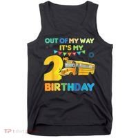 Out Of My Way It's My 2nd Birthday School Bus Theme Party Tank Top thumb 0