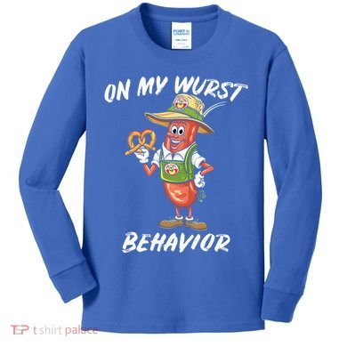 Oktoberfest On My Wurst Behavior Kids Long Sleeve Shirt