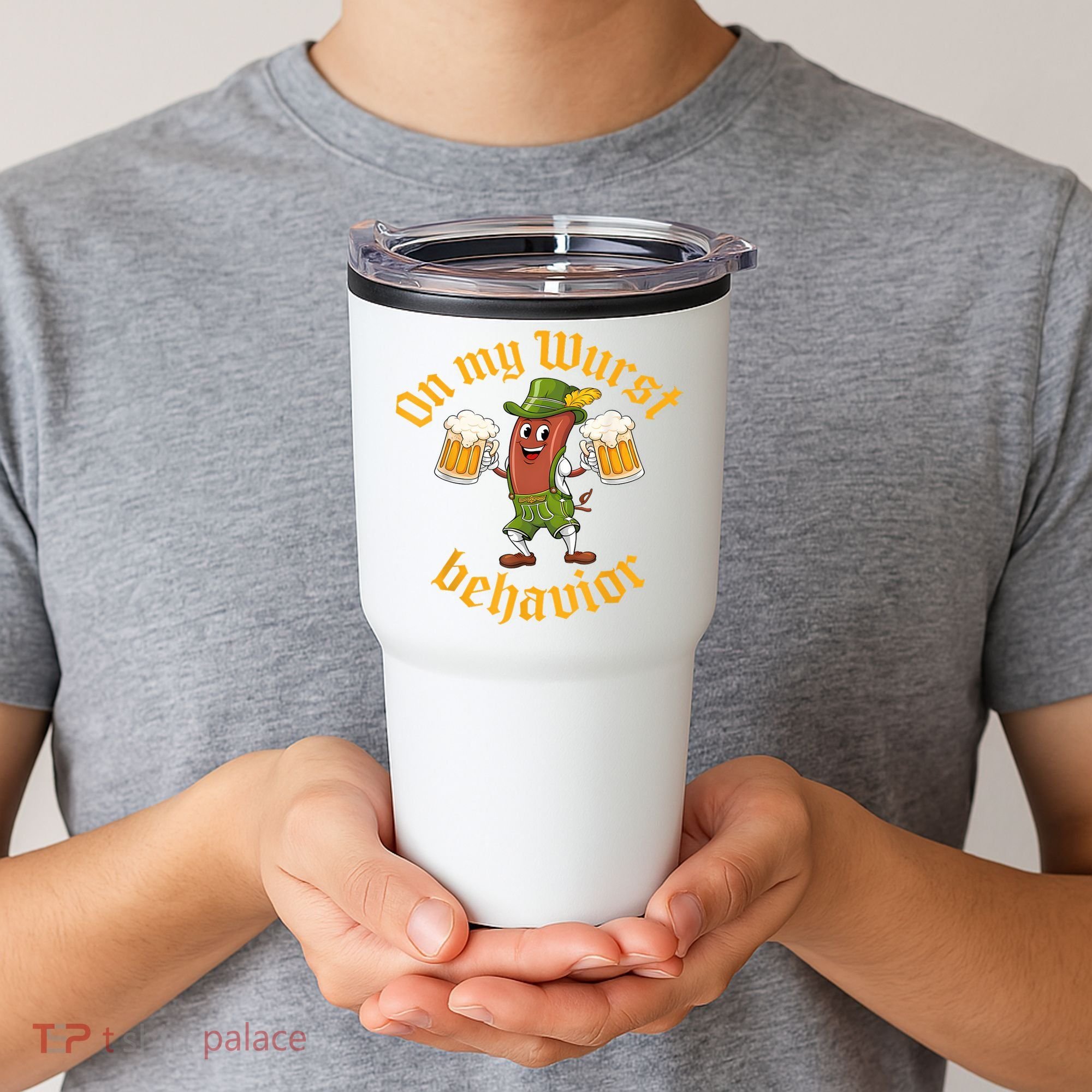 Oktoberfest On My Wurst Behavior Funny German Tumbler