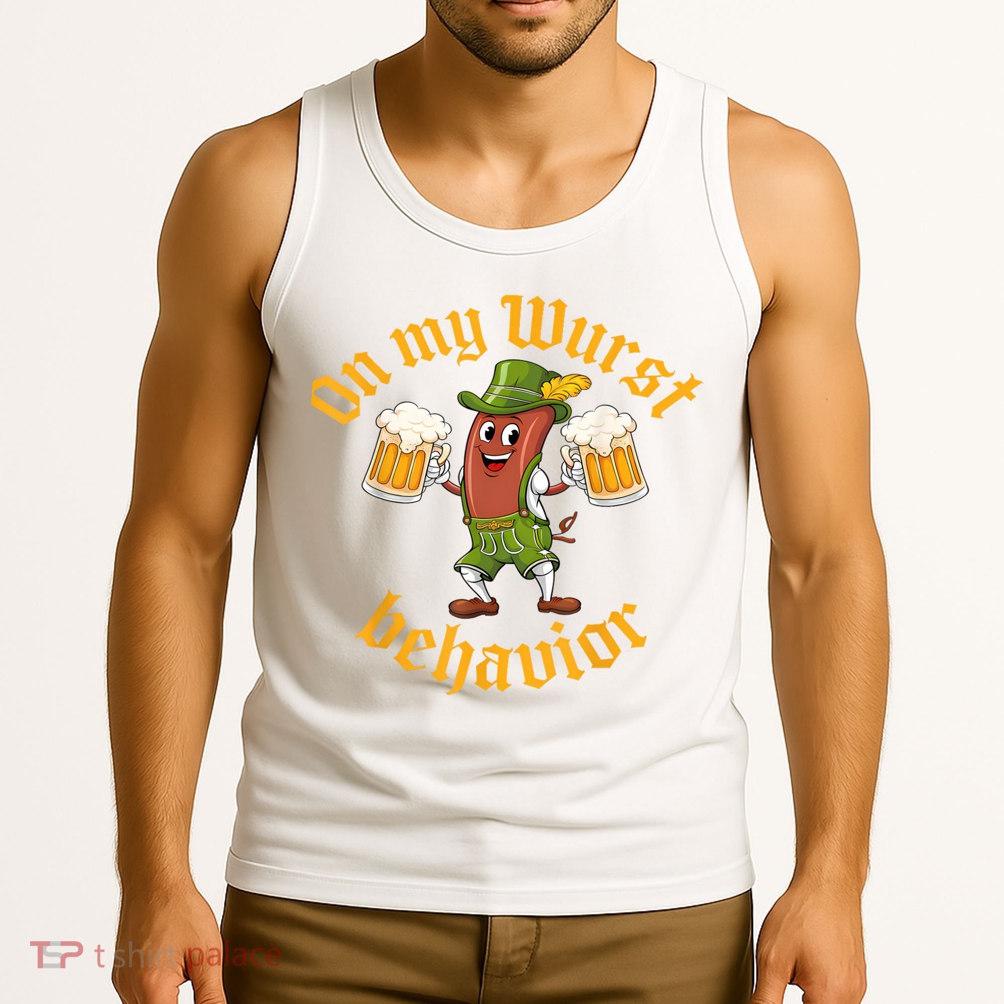 Oktoberfest On My Wurst Behavior Funny German Tank Top