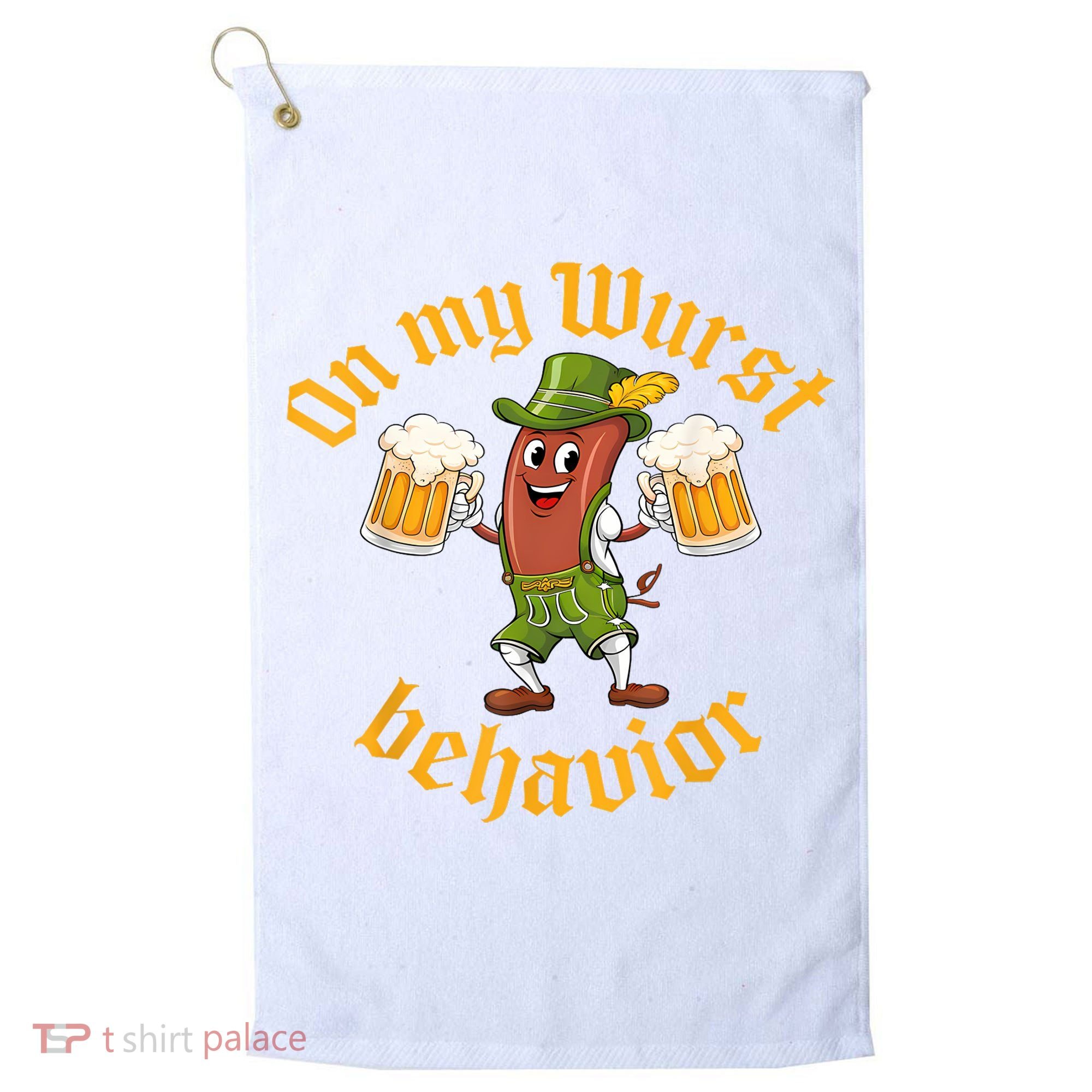 Oktoberfest On My Wurst Behavior Funny German Golf Towel