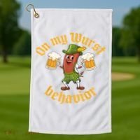 Oktoberfest On My Wurst Behavior Funny German Golf Towel thumb 1