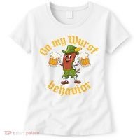 Oktoberfest On My Wurst Behavior Funny German Women's T-Shirt thumb 0