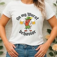 Oktoberfest On My Wurst Behavior Funny German Women's T-Shirt thumb 2