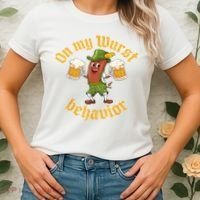 Oktoberfest On My Wurst Behavior Funny German Women's T-Shirt thumb 2