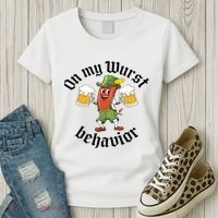 Oktoberfest On My Wurst Behavior Funny German Women's T-Shirt thumb 3