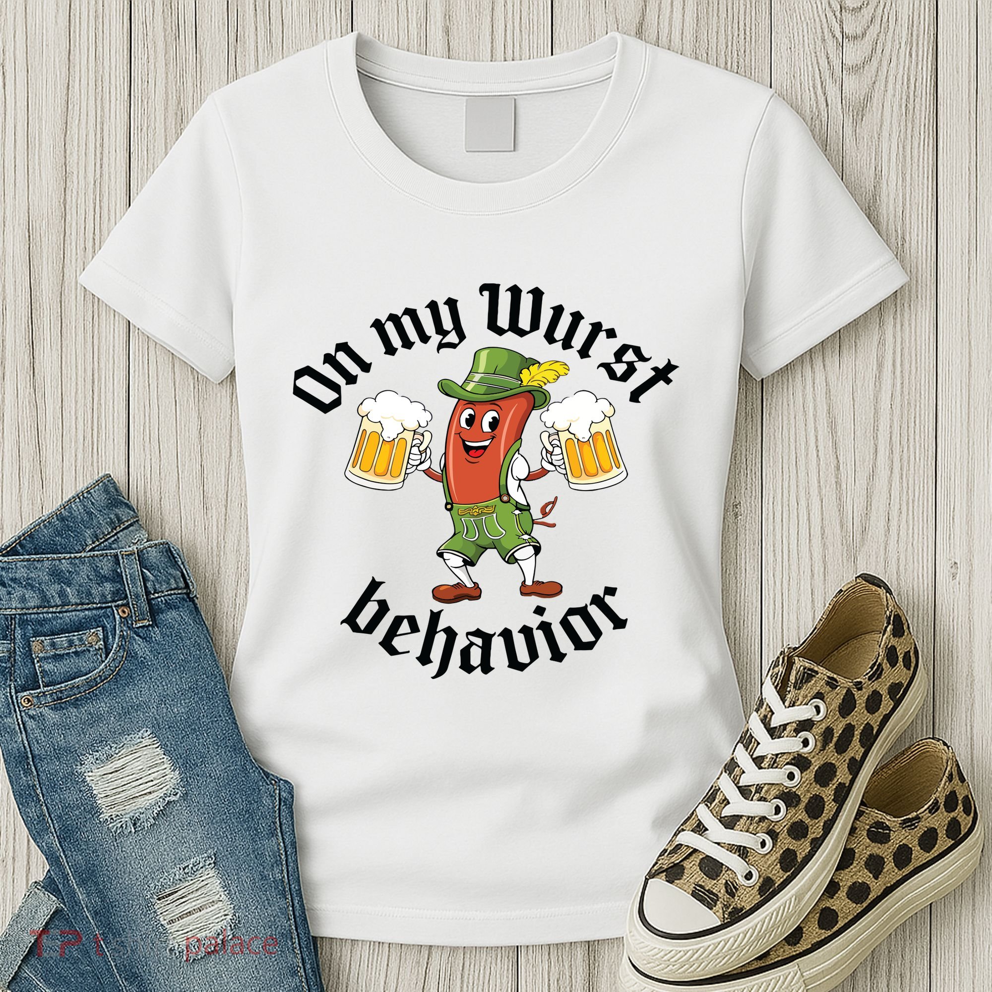 Oktoberfest On My Wurst Behavior Funny German Women's T-Shirt