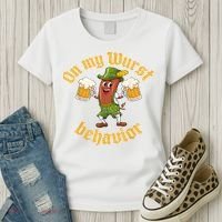 Oktoberfest On My Wurst Behavior Funny German Women's T-Shirt thumb 3