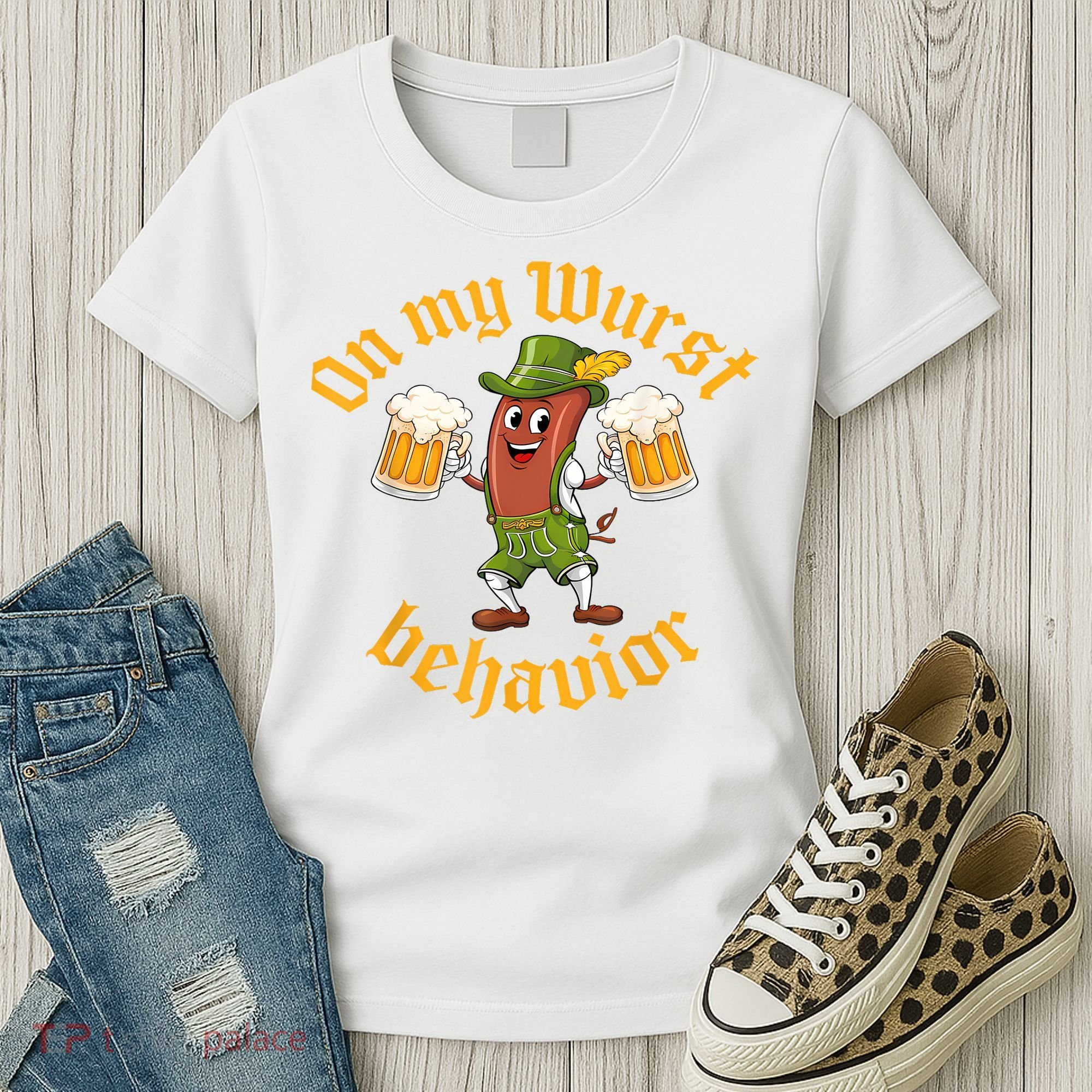 Oktoberfest On My Wurst Behavior Funny German Women's T-Shirt