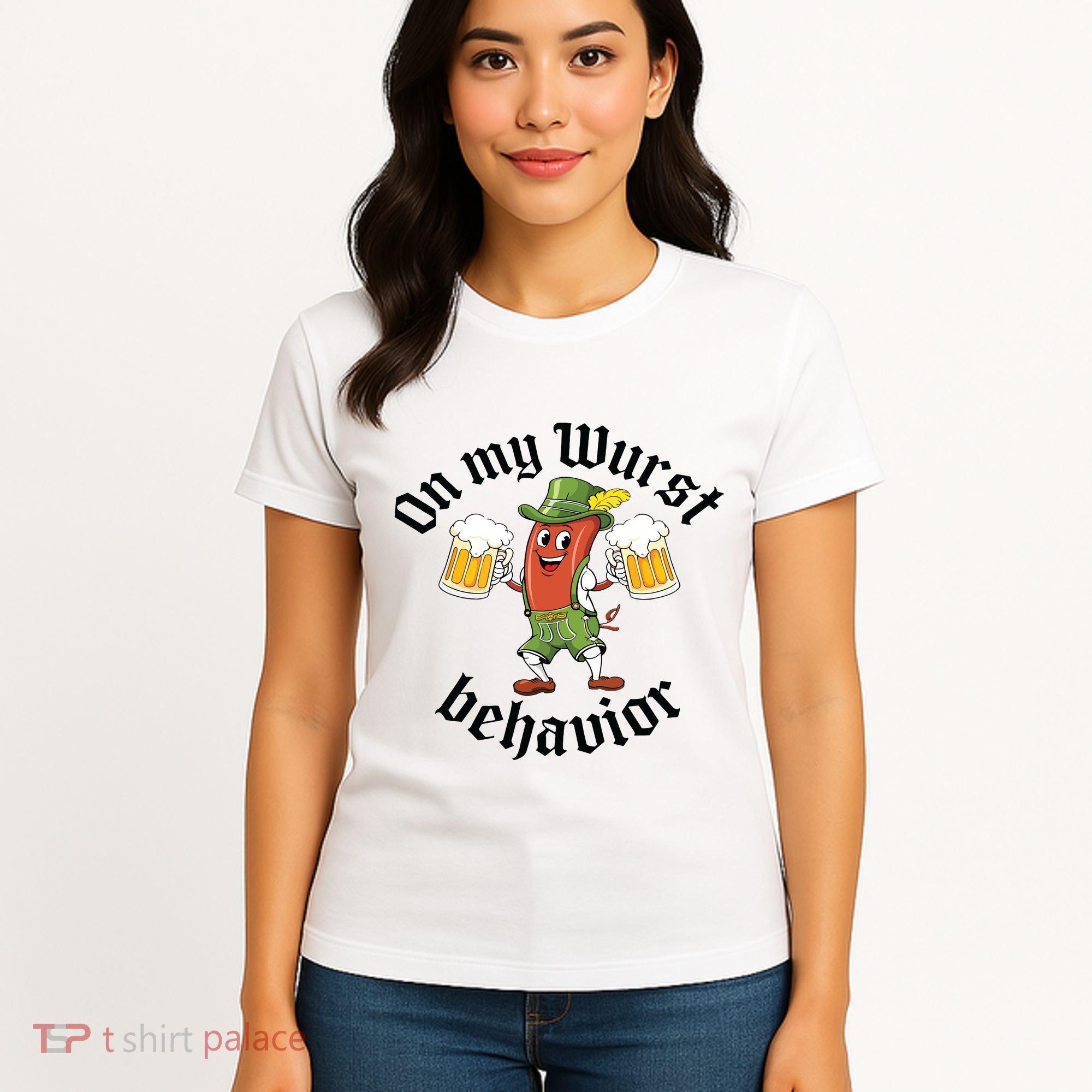 Oktoberfest On My Wurst Behavior Funny German Women's T-Shirt