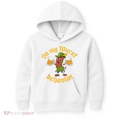 Oktoberfest On My Wurst Behavior Funny German Kids Hoodie