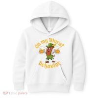 Oktoberfest On My Wurst Behavior Funny German Kids Hoodie thumb 0
