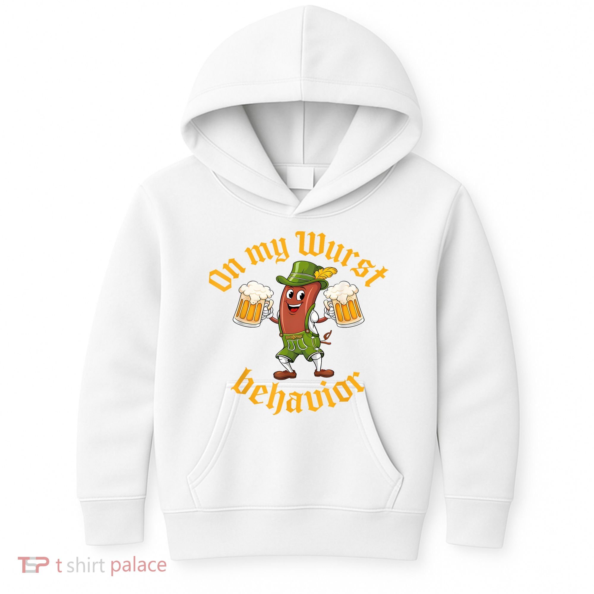 Oktoberfest On My Wurst Behavior Funny German Kids Hoodie