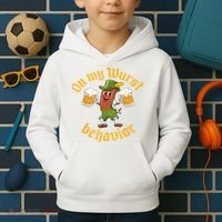 Oktoberfest On My Wurst Behavior Funny German Kids Hoodie thumb 2