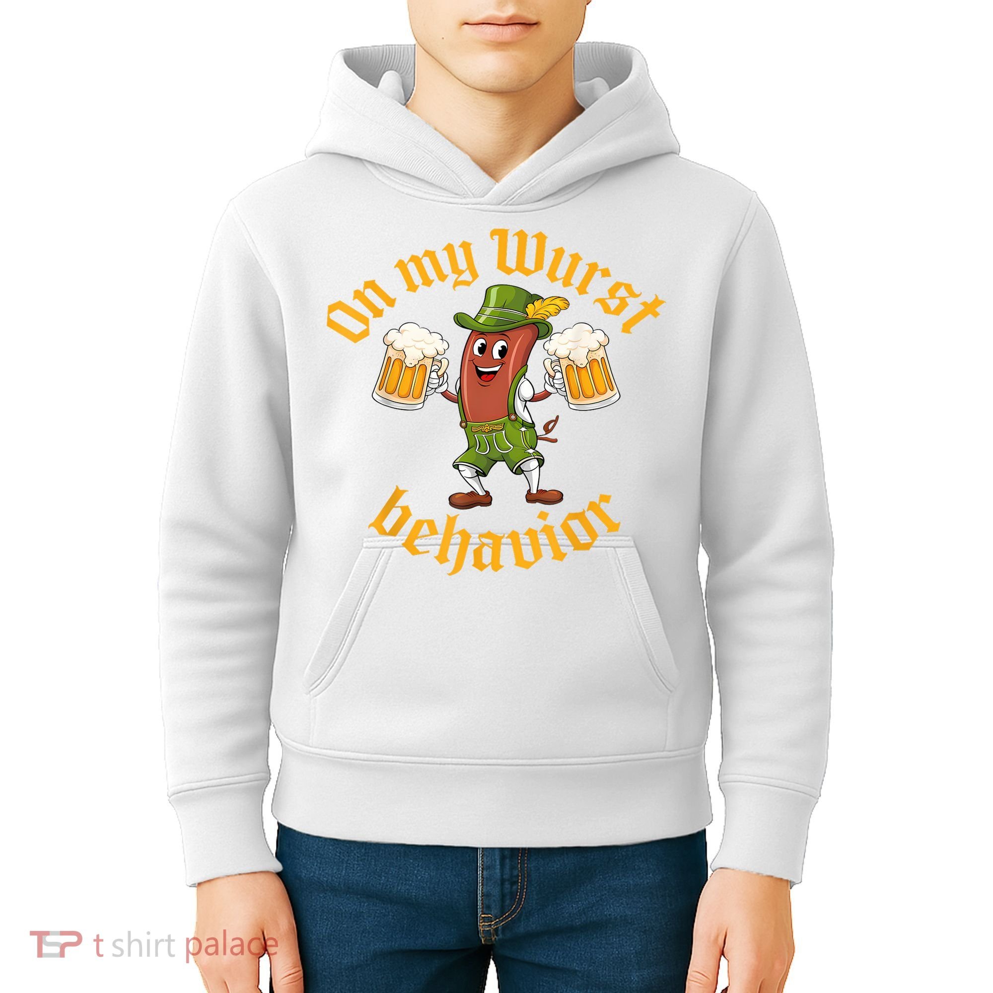 Oktoberfest On My Wurst Behavior Funny German Kids Hoodie
