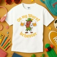 Oktoberfest On My Wurst Behavior Funny German Kids T-Shirt thumb 3
