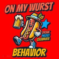 Oktoberfest On My Wurst Behavior German Drinking Party Santa Hat thumb 1