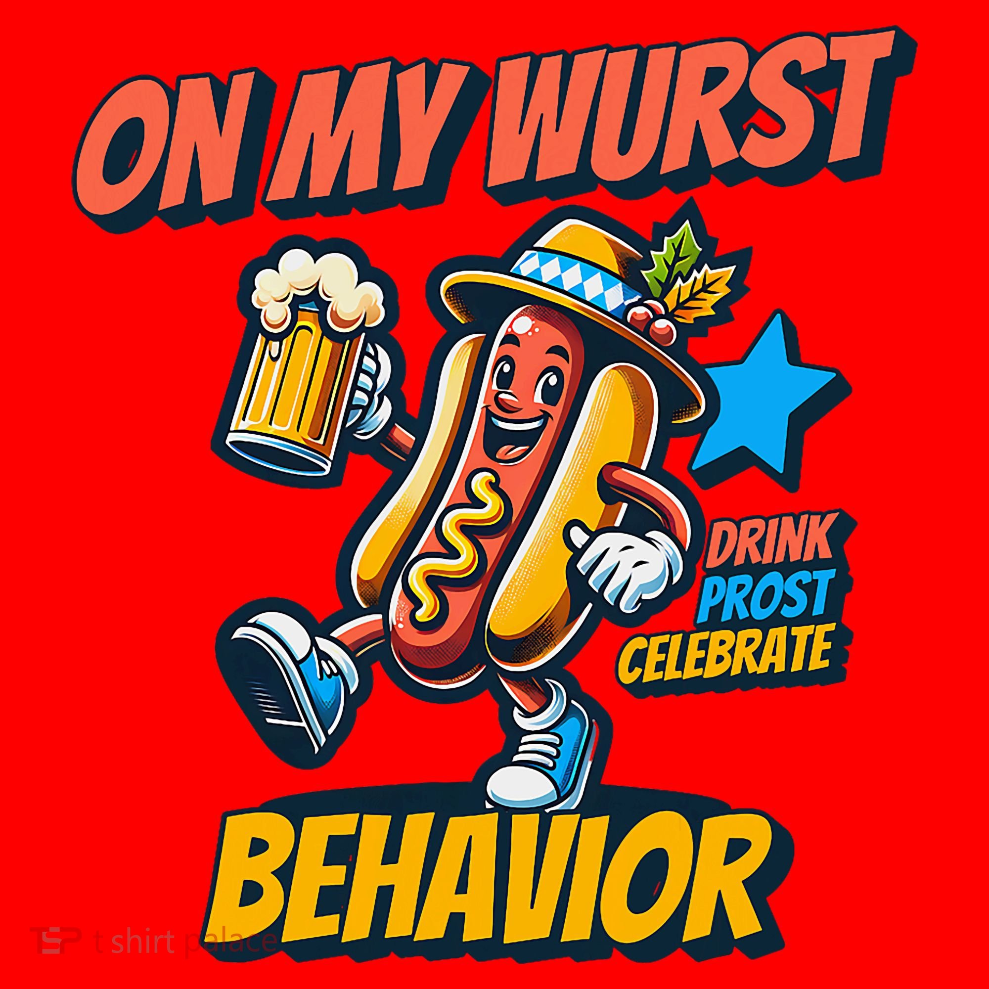Oktoberfest On My Wurst Behavior German Drinking Party Santa Hat