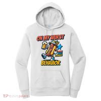 Oktoberfest On My Wurst Behavior German Drinking Party Women's Hoodie thumb 0