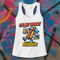 Oktoberfest On My Wurst Behavior German Drinking Party Women's Tank Top thumb 3