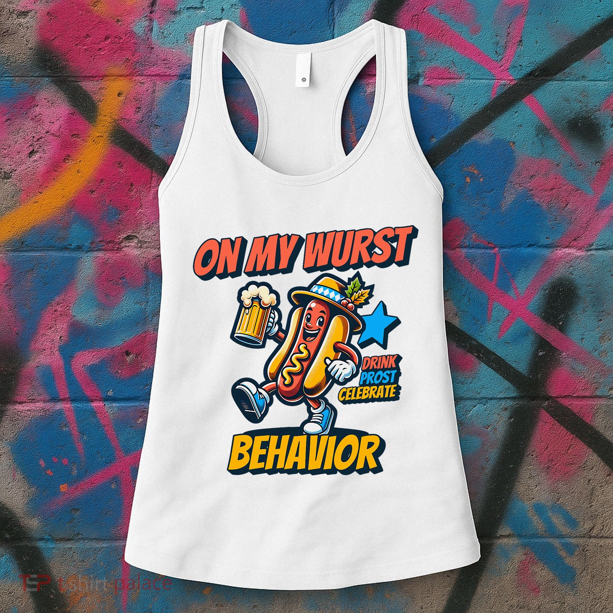 Oktoberfest On My Wurst Behavior German Drinking Party Women's Tank Top