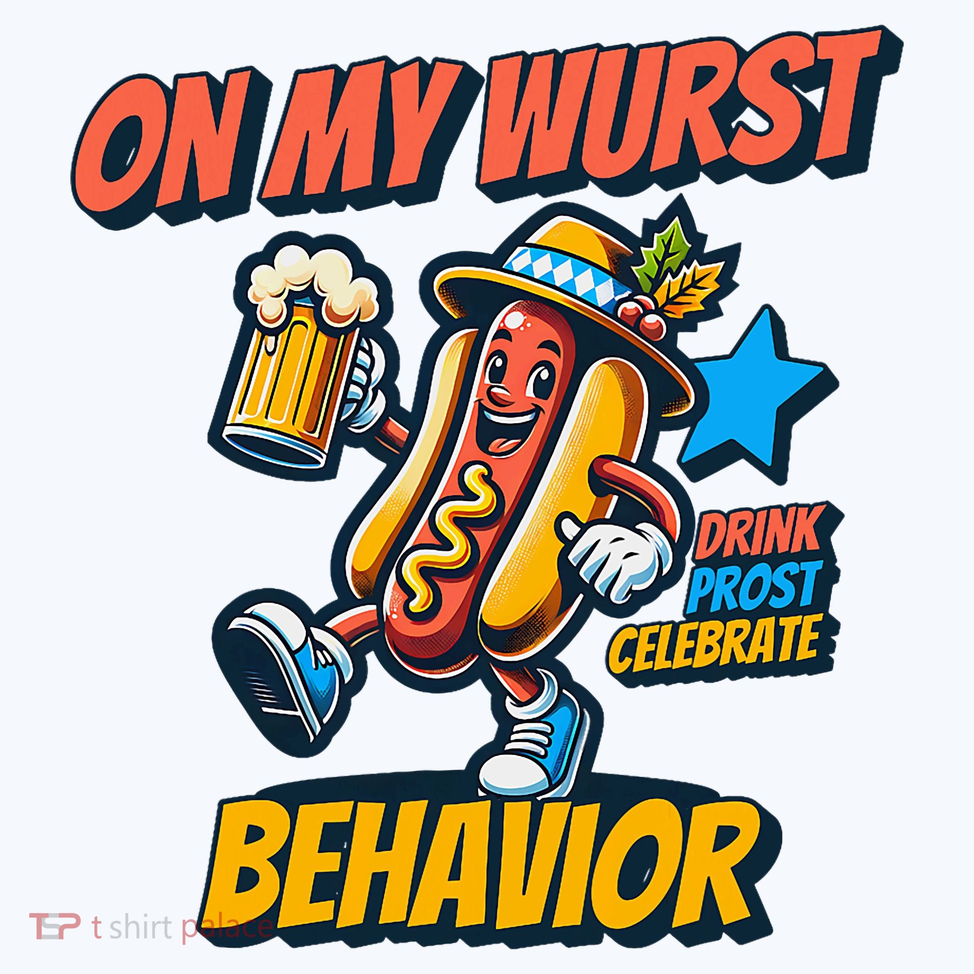 Oktoberfest On My Wurst Behavior German Drinking Party Hat