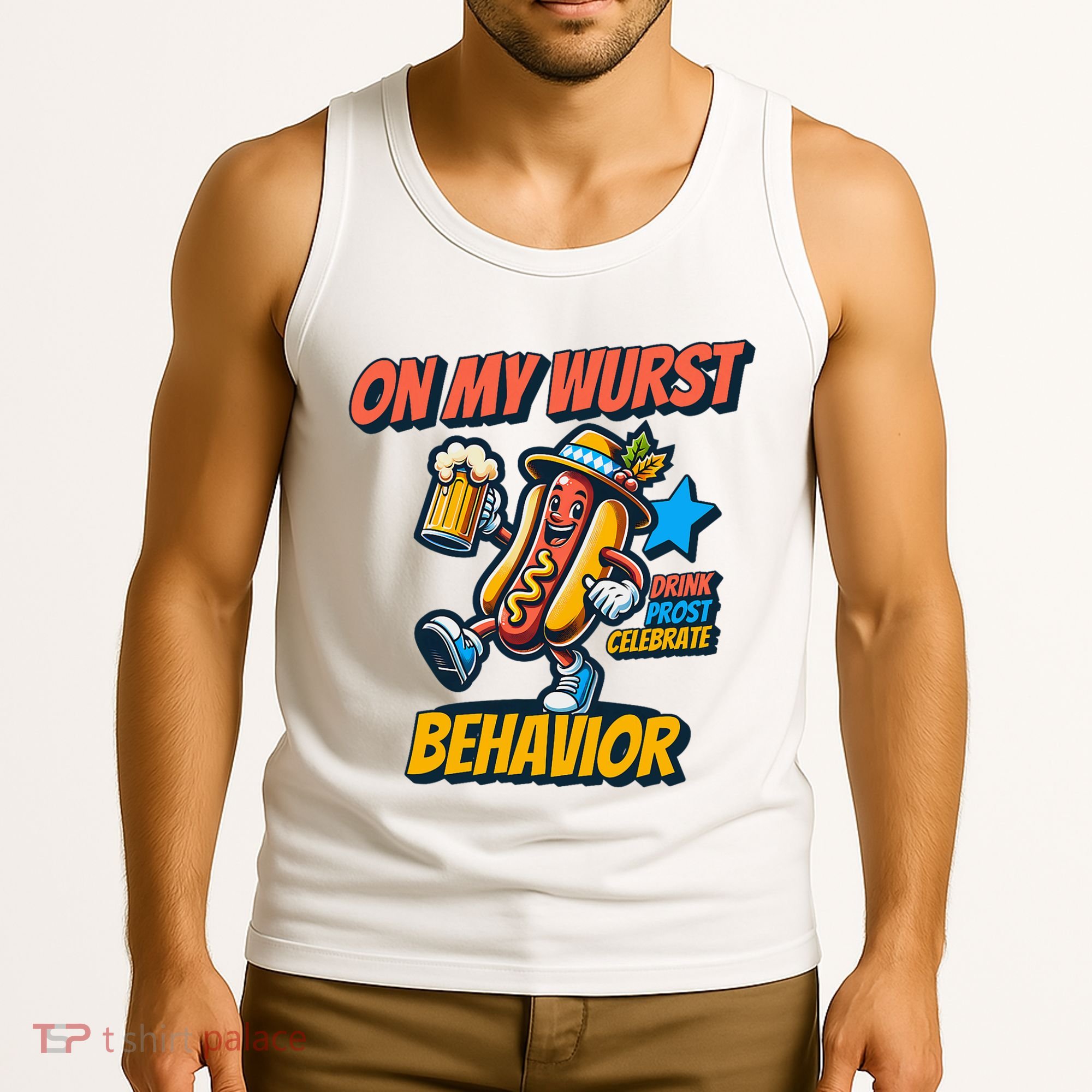 Oktoberfest On My Wurst Behavior German Drinking Party Tank Top