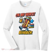 Oktoberfest On My Wurst Behavior German Drinking Party Women's Long Sleeve Shirt thumb 0