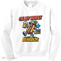 Oktoberfest On My Wurst Behavior German Drinking Party Kids Sweatshirt thumb 0