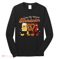 Oktoberfest On My Wurst Behavior Funny German Beer Bratwurst Long Sleeve Shirt thumb 0