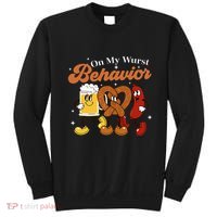 Oktoberfest On My Wurst Behavior Funny German Beer Bratwurst Sweatshirt thumb 0