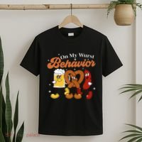 Oktoberfest On My Wurst Behavior Funny German Beer Bratwurst T-Shirt thumb 2