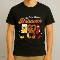 Oktoberfest On My Wurst Behavior Funny German Beer Bratwurst T-Shirt thumb 3