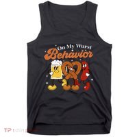 Oktoberfest On My Wurst Behavior Funny German Beer Bratwurst Tank Top thumb 0