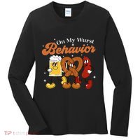 Oktoberfest On My Wurst Behavior Funny German Beer Bratwurst Women's Long Sleeve Shirt thumb 0