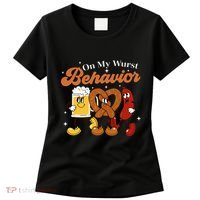 Oktoberfest On My Wurst Behavior Funny German Beer Bratwurst Women's T-Shirt thumb 0