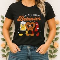 Oktoberfest On My Wurst Behavior Funny German Beer Bratwurst Women's T-Shirt thumb 2