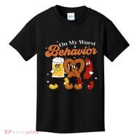 Oktoberfest On My Wurst Behavior Funny German Beer Bratwurst Kids T-Shirt thumb 0