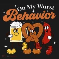 Oktoberfest On My Wurst Behavior Funny German Beer Bratwurst Kids T-Shirt thumb 4