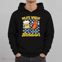 Oktoberfest On My Wurst Behavior Retro Groovy Beer Hoodie thumb 0