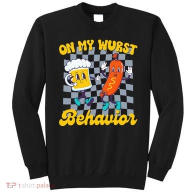 Oktoberfest On My Wurst Behavior Retro Groovy Beer Sweatshirt