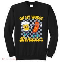 Oktoberfest On My Wurst Behavior Retro Groovy Beer Sweatshirt thumb 0