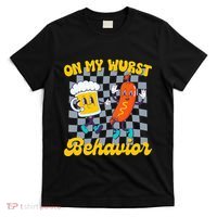 Oktoberfest On My Wurst Behavior Retro Groovy Beer T-Shirt thumb 0