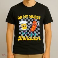 Oktoberfest On My Wurst Behavior Retro Groovy Beer T-Shirt thumb 3