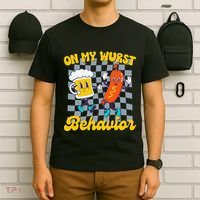 Oktoberfest On My Wurst Behavior Retro Groovy Beer T-Shirt thumb 6
