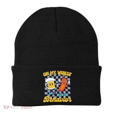 Oktoberfest On My Wurst Behavior Retro Groovy Beer Beanie