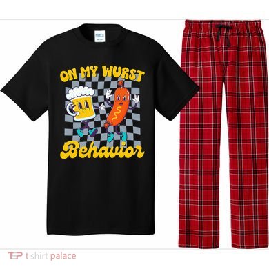 Oktoberfest On My Wurst Behavior Retro Groovy Beer Pajama Set