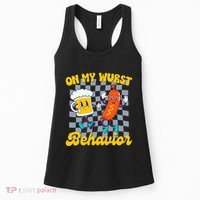 Oktoberfest On My Wurst Behavior Retro Groovy Beer Women's Tank Top thumb 0