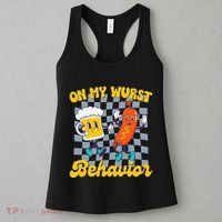 Oktoberfest On My Wurst Behavior Retro Groovy Beer Women's Tank Top thumb 3