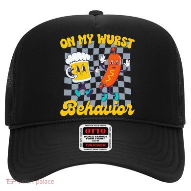 Oktoberfest On My Wurst Behavior Retro Groovy Beer Hat